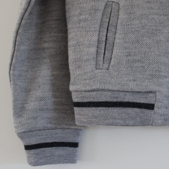 NWT Bonpoint Boys Gray Wool Cardigan Bomber Jacket Snap Front 12 - Picture 3 of 8